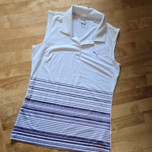 Puma Women's White & Purple Sleeveless Polo Top Size XS